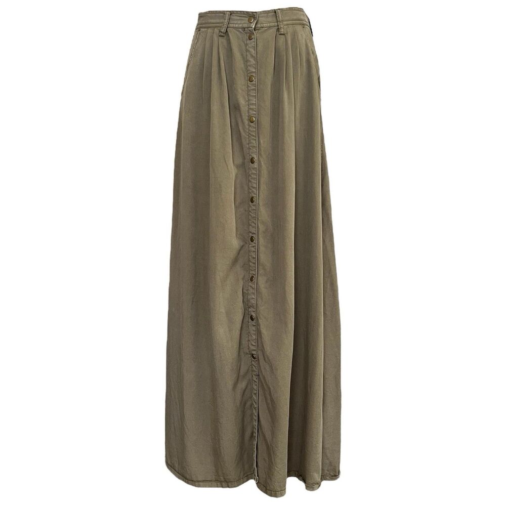 Pistola Snap Button Front Maxi Skirt Small My Squad High Waist Pockets Capsule